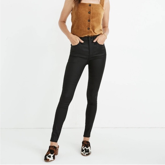 Madewell 10" High-Rise Skinny Jeans: Coated Edition Black Sz 27 - Picture 1 of 15